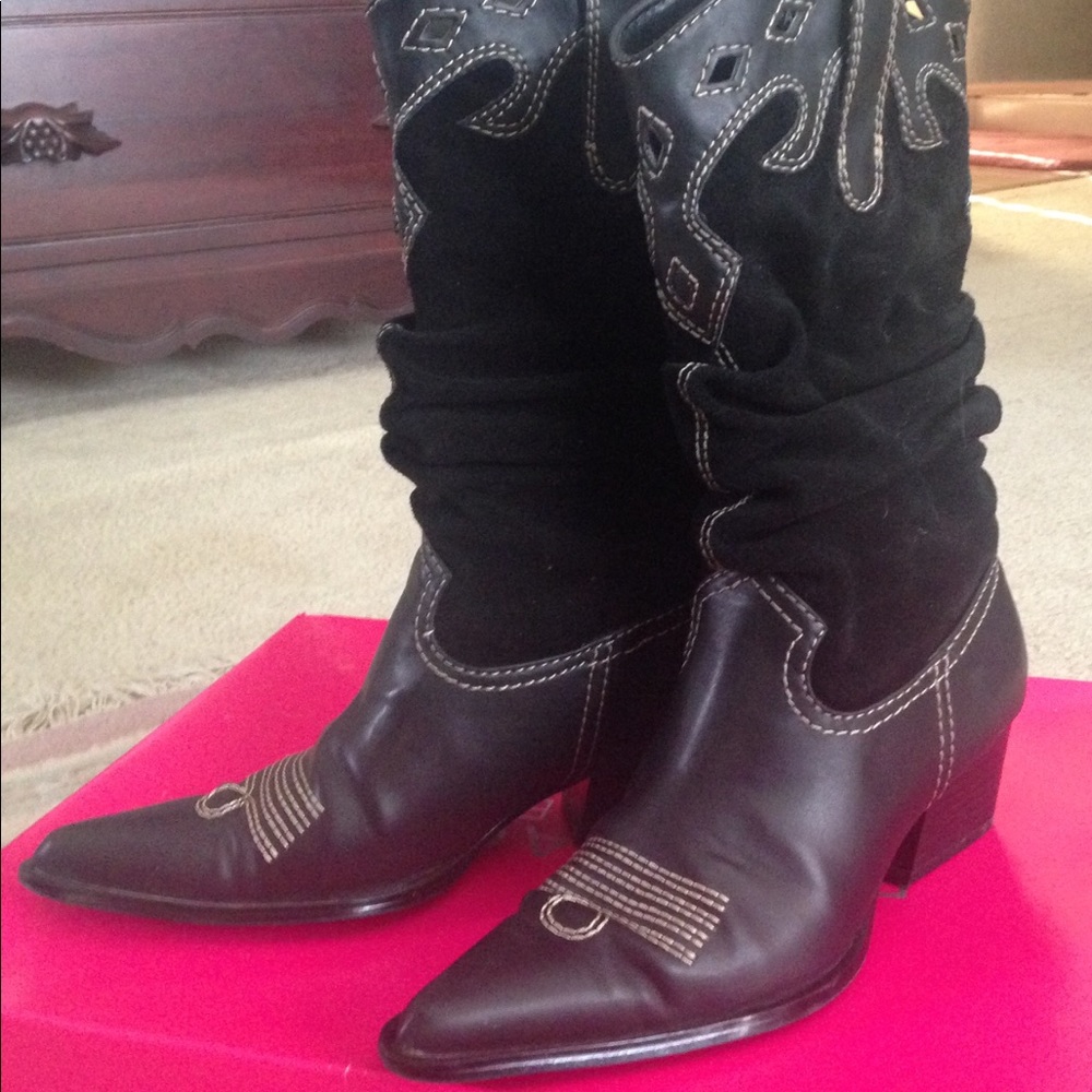 Black suede boots